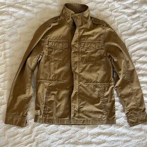 Vans Khaki Canvas Utility Jacket Military Style Zip Button Men’s S/M